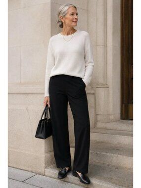 Eileen Fisher Black Elastic Waistband Pull-on Pant - Workwear